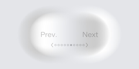 Next and previous neumorphism slide button. Push ui minimal element illustration.