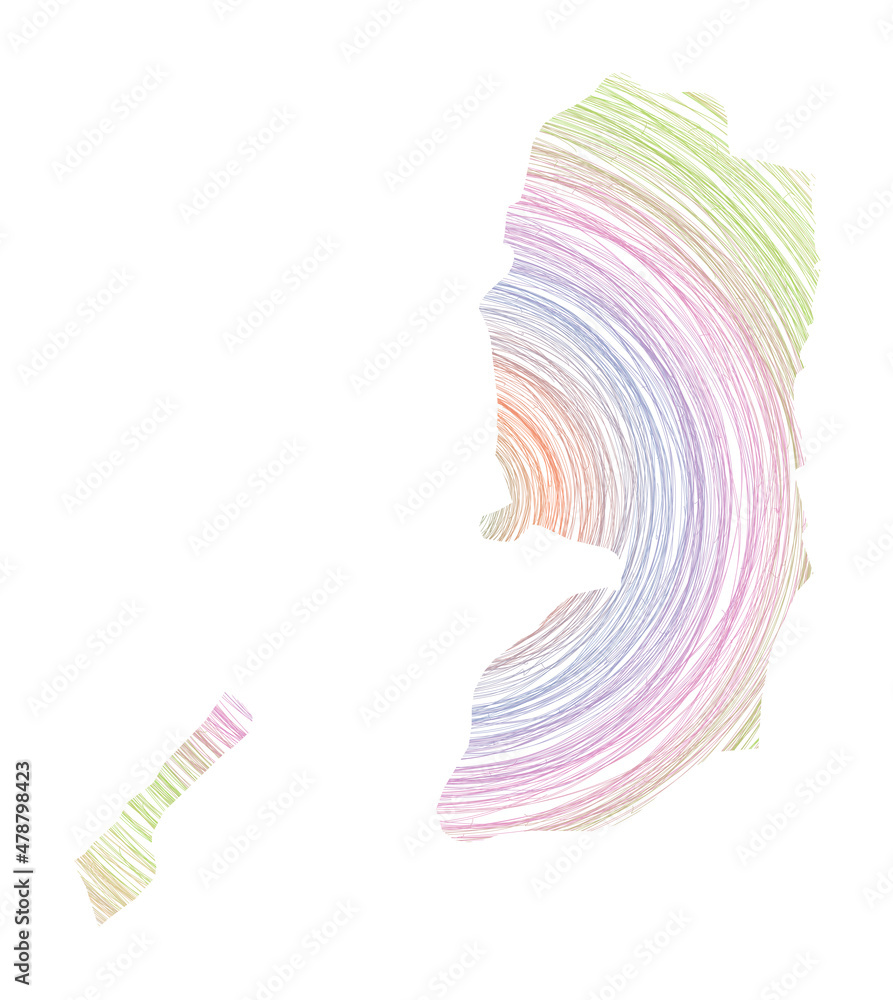 Aufkleber palestine map filled with concentric circles. sketch style circles in the shape of the country. vect