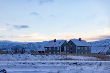 Fototapeta na wymiar House in the snow - Brønnøysund city,Helgeland,Northern Norway,scandinavia,Europe