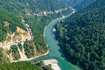 Beautiful landscape of Triveni Sangam ( confluence of Teesta and Rangit river ) taken from Lover''s...