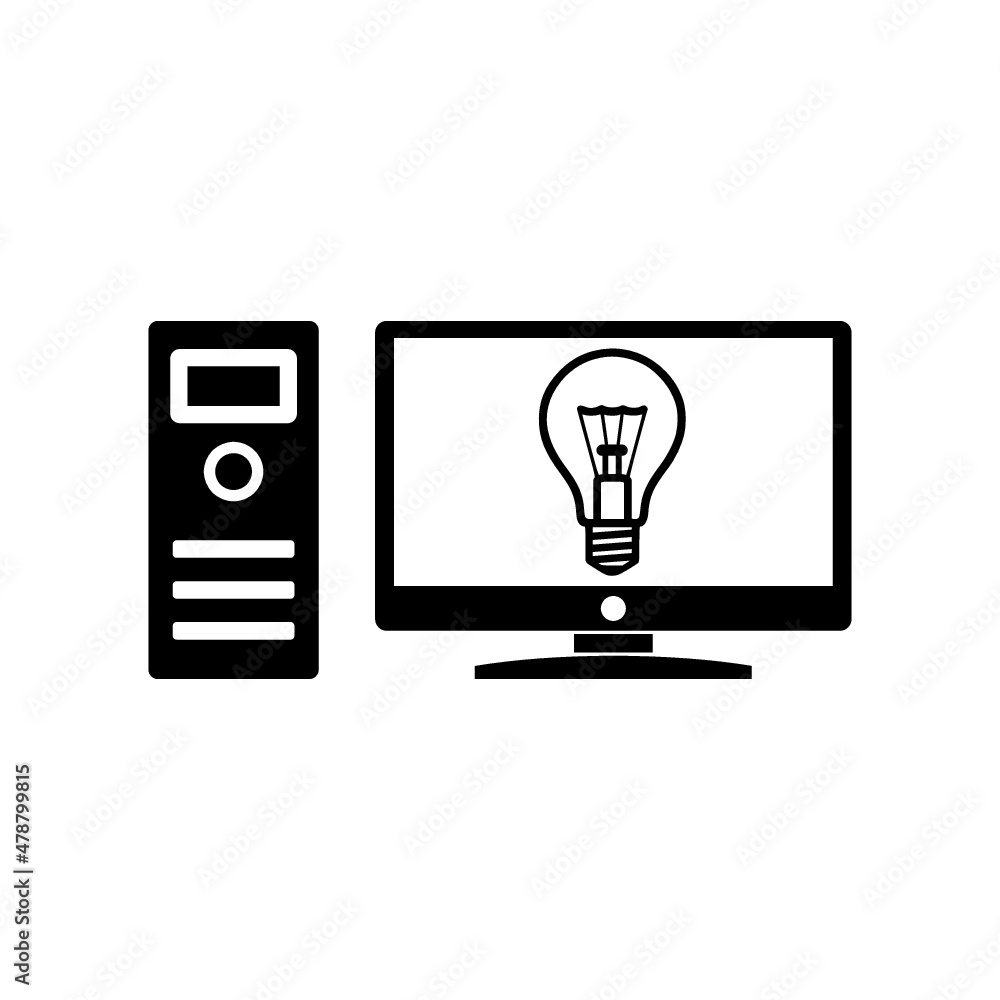 Poster light bulb computer icon isolated on white background