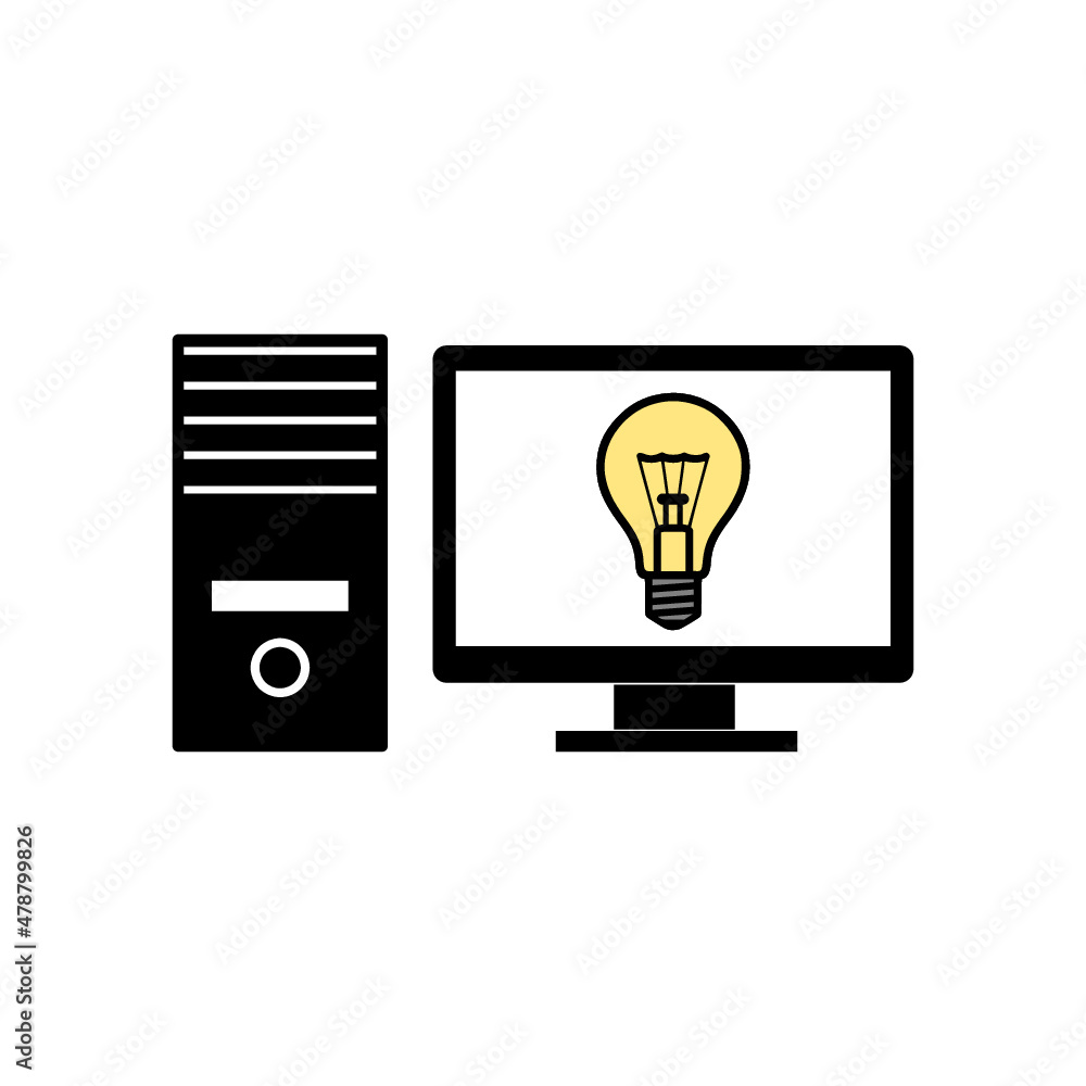 Poster light bulb computer icon isolated on white background