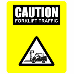 Caution, forklift traffic, sticker and sign vector