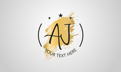 Handwritten feminine AJ letter logo vector template design