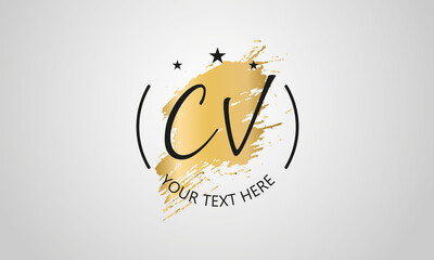 Handwritten feminine CV letter logo vector template design