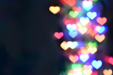 Colorful heart-shaped bokeh. Overlay. Valentine's Day