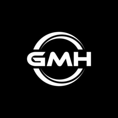 GMH letter logo design with black background in illustrator, vector logo modern alphabet font overlap style. calligraphy designs for logo, Poster, Invitation, etc.	