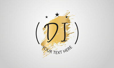 Handwritten feminine DI letter logo vector template design
