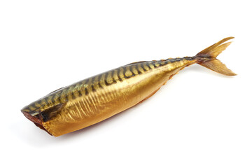 Smoked mackerel, isolated on white background.