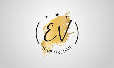 Handwritten feminine EV letter logo vector template design