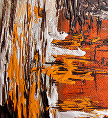 yellow and red Abstract oil painting background. Oil on canvas texture. Hand drawn oil painting.Color texture. Modern art Fragment of artwork. Brushstrokes of paint