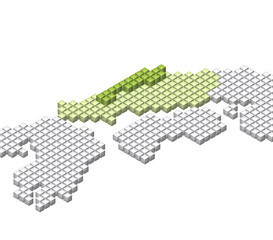 Fototapeta premium キューブドットの3D日本地図 中国地方 島根