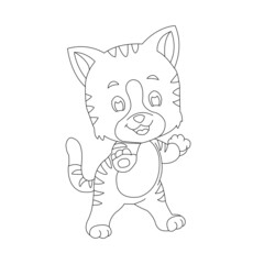 Fototapeta na wymiar Kitty Cat outline coloring page for kids