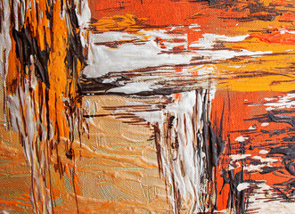 Abstract Contemporary art background Hand drawn oil painting Brushstrokes of paint