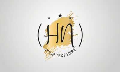 Handwritten feminine HN letter logo vector template design