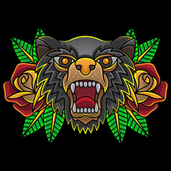 bear head old school tattoo
