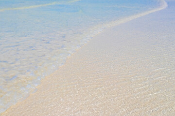 Texture of clear sandbank water Holbox island beach in Mexico.