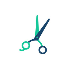Scissor Opened Barbershop Isolated on a white background Flat Icon Vector Illustration - Two-tone Icon