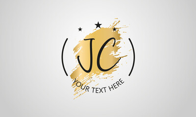 Handwritten feminine JC letter logo vector template design