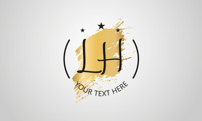 Handwritten feminine LH letter logo vector template design