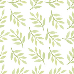 Watercolor leaf seamless pattern