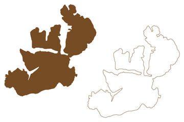 Kvaloya island (Kingdom of Norway) map vector illustration, scribble sketch Tromso or Sallir map