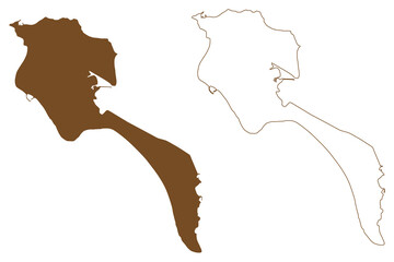 Noirmoutier island (French Republic, France) map vector illustration, scribble sketch Ile de Noirmoutier map - obrazy, fototapety, plakaty