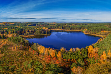 The autumn landscape of Masuria, the land of a thousand lakes in north-eastern Poland	