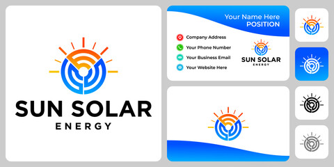 Letter SSE monogram solar power industry logo design with business card template.