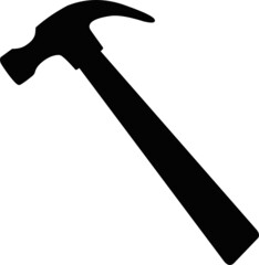 Vector illustration of black silhouette of hammer icon