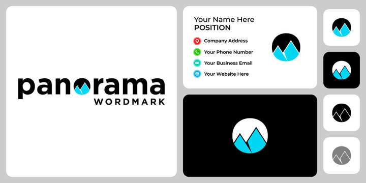 Letter O wordmark panorama logo design with business card template.