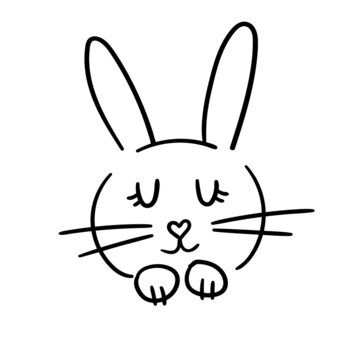 vector hand-drawn cute cartoon rabbit. print, sticker, logo, sketch, doodle. isolated on a white background. children's drawing. bunny
