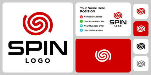 Letter S monogram spin logo design with business card template.