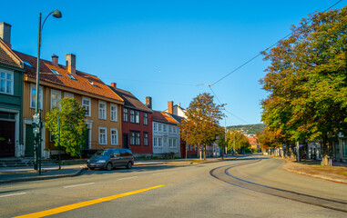 Fototapeta na wymiar Street in the city of Trondheim, Norway 
