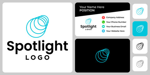 Abstract spotlight logo design with business card template.
