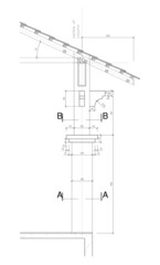 CAD generated 2D black and white architectural detail drawing. Drawings are included with dimension details for reference to the builder. Drawing details refer to a specific place.
