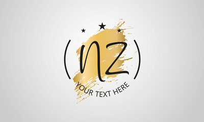 Handwritten feminine NZ letter logo vector template design