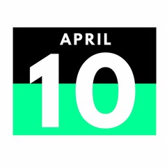 April 10 . Flat daily calendar icon .date ,day, month .calendar for the month of April