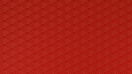 Gong xi fa cai happy Chinese New Year event with red Asian water curve wave background 3D rendering illustration 