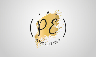 Handwritten feminine PE letter logo vector template design