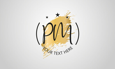 Handwritten feminine PM letter logo vector template design