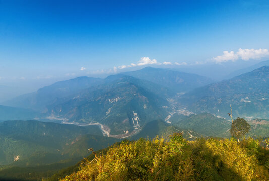 Beautiful Ramitey view point - Sikkim, India. From this view point, twists and turns of river Tista or Teesta can be seen below, River Tista flows through sikkim state. © mitrarudra
