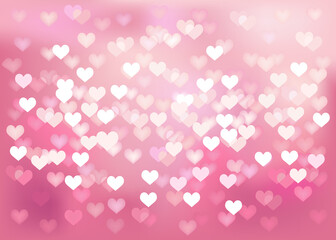 White Hearts on Pink Background