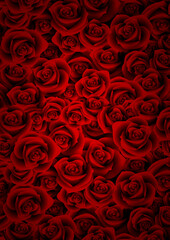 Red Roses on Dark Background