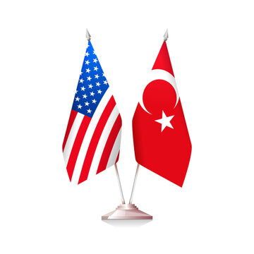 Flags of USA and Turkey. Vector illustration