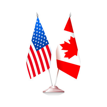 Flags of USA and Canada. Vector illustration