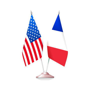 Flags of USA and France. Vector illustration