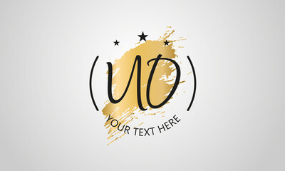 Handwritten feminine UO letter logo vector template design