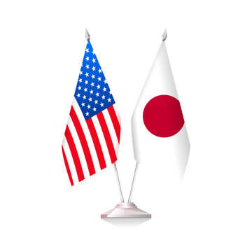 Flags of USA and Japan. Vector illustration