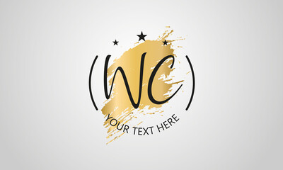 Handwritten feminine WC letter logo vector template design